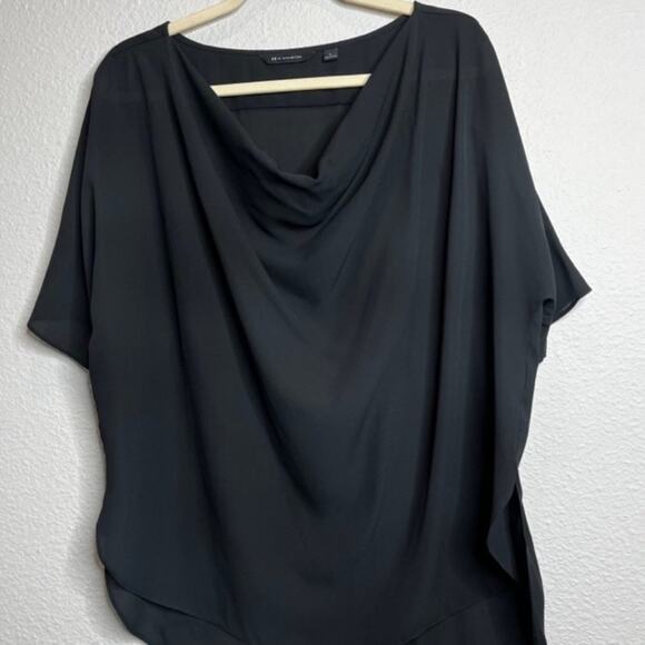 H by Halston Cowl Neck Relaxed Top Black Sz Large - Picture 2 of 8